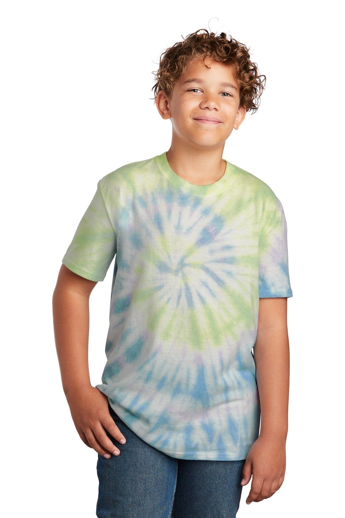 Port & Company - Youth Tie-Dye Tee. PC147Y, Basic Colors in Watercolor Spiral