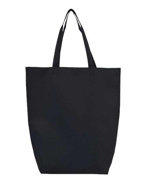 Q-Tees Q1251-Non-Woven Gusset Bottom Tote in Black