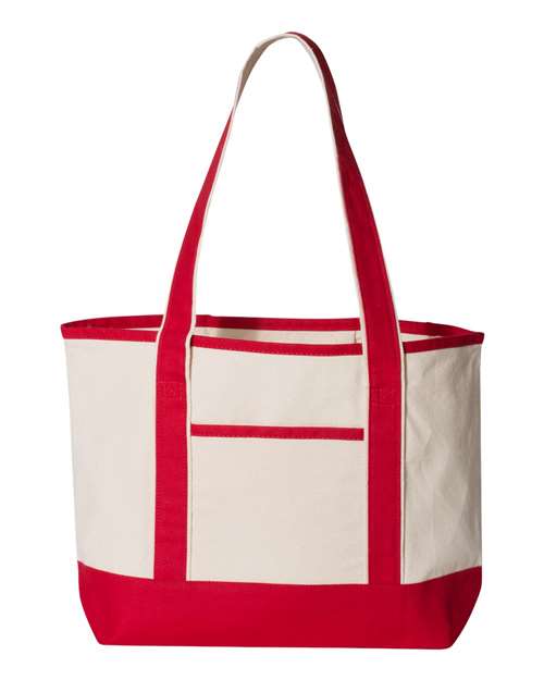 Q-Tees Q125800-20L Small Deluxe Tote in Natural/ Red