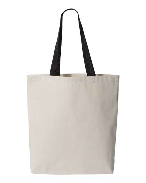Q-Tees Q4400-11L Canvas Tote with Contrast-Color Handles in Natural/ Black
