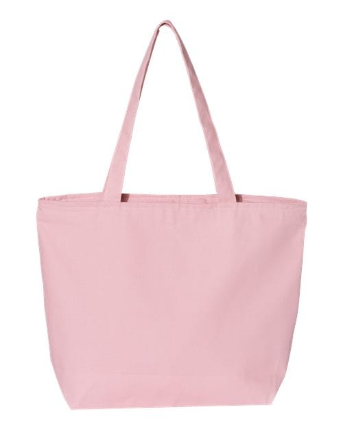 Q-Tees Q611-25L Zippered Tote in Light Pink