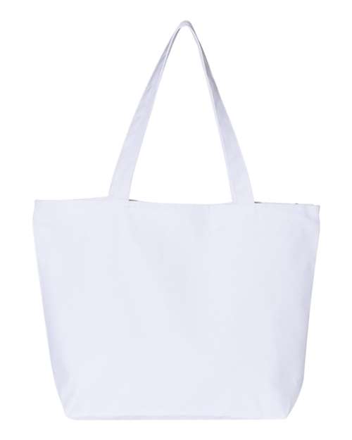 Q-Tees Q611-25L Zippered Tote in White