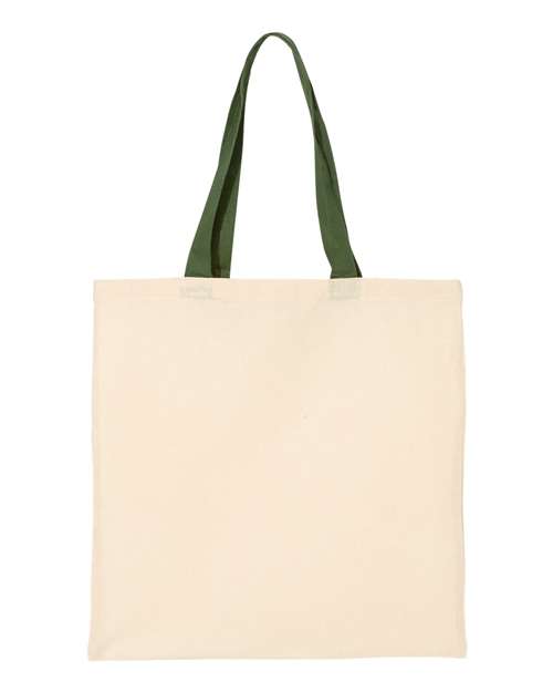 Q-Tees QTB6000-Economical Tote with Contrast-Color Handles in Natural/ Forest