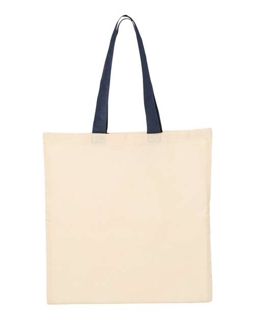 Q-Tees QTB6000-Economical Tote with Contrast-Color Handles in Natural/ Navy