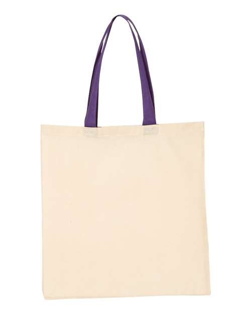 Q-Tees QTB6000-Economical Tote with Contrast-Color Handles in Natural/ Purple