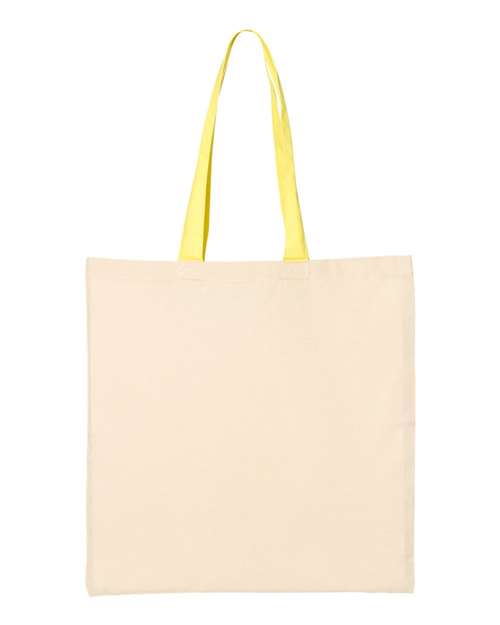 Q-Tees QTB6000-Economical Tote with Contrast-Color Handles in Natural/ Yellow