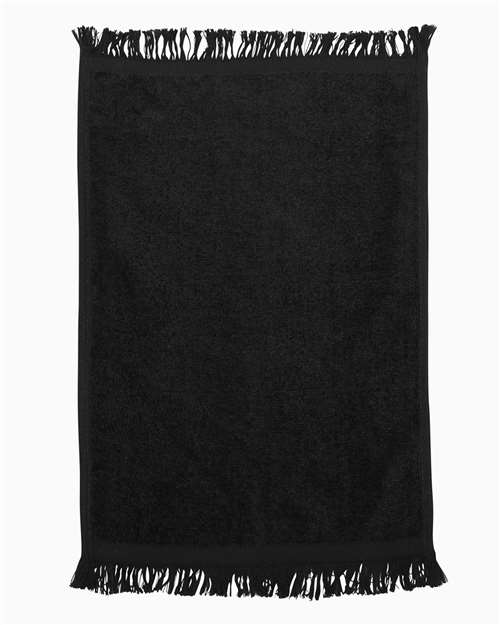 Q-Tees T100-Fringed Fingertip Towel in Black