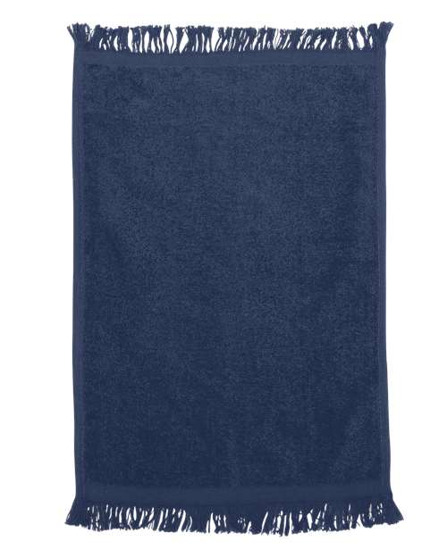 Q-Tees T100-Fringed Fingertip Towel in Navy