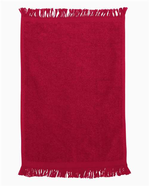 Q-Tees T100-Fringed Fingertip Towel in Red
