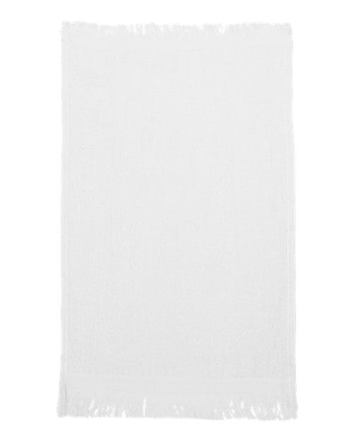 Q-Tees T100-Fringed Fingertip Towel in White