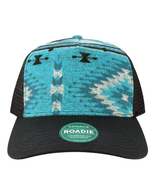 ROADIE-Five-Panel Adjustable Cap in Aqua Aztec/ Black