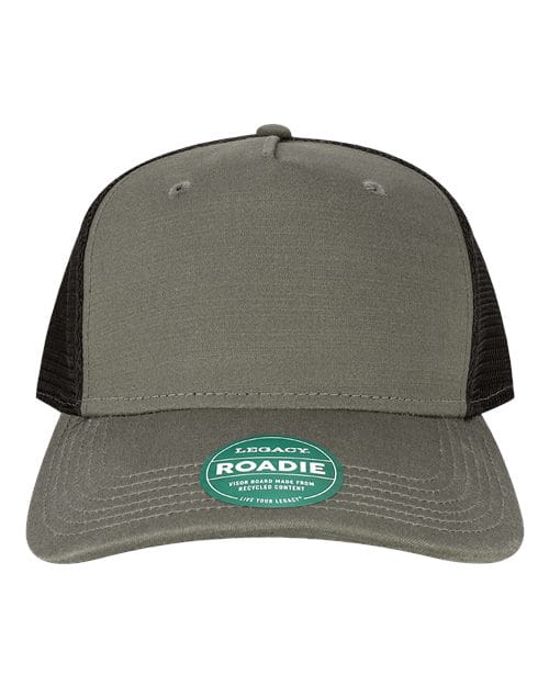 ROADIE-Five-Panel Adjustable Cap in Charcoal Slub/ Black