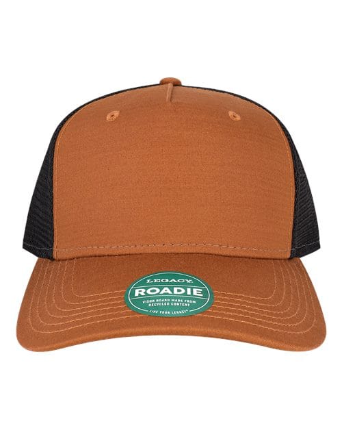 ROADIE-Five-Panel Adjustable Cap in Copper Slub/ Black