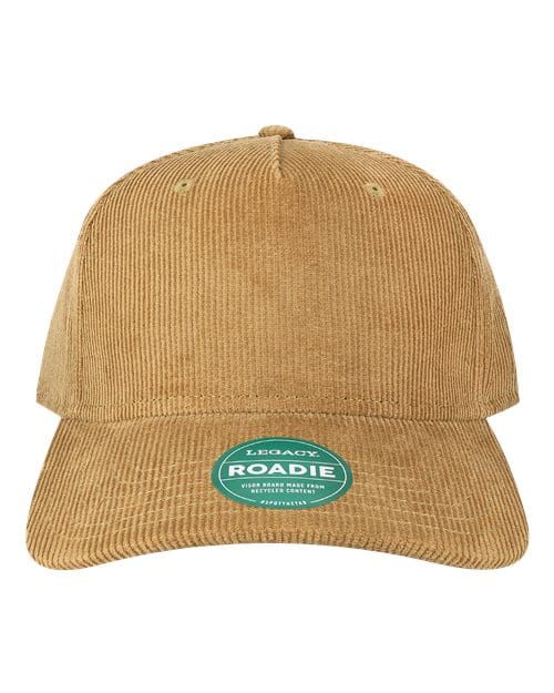 ROADIE-Five-Panel Adjustable Cap in Khaki Corduroy