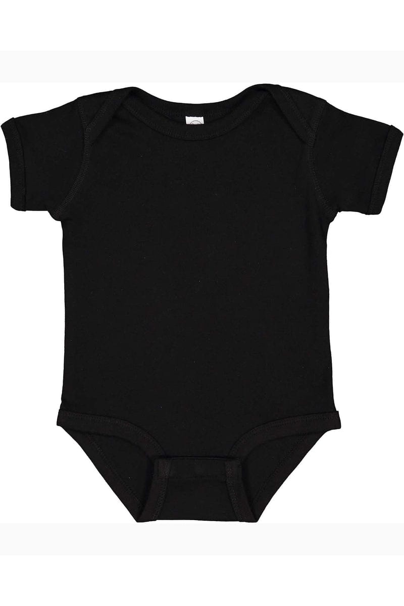 Rabbit Skins 4400 Infant Baby Rib Bodysuit, Basic Colors in Black
