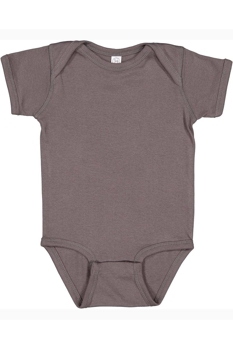Rabbit Skins 4400 Infant Baby Rib Bodysuit, Basic Colors in Charcoal