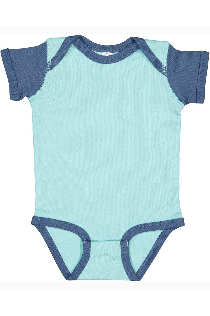 Rabbit Skins 4400 Infant Baby Rib Bodysuit, Basic Colors in Chill/ Indigo