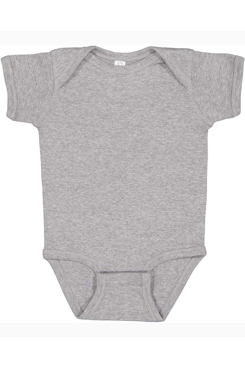 Rabbit Skins 4400 Infant Baby Rib Bodysuit, Basic Colors in Heather