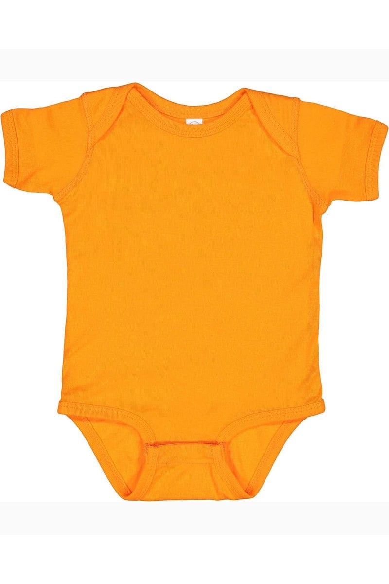 Rabbit Skins 4400 Infant Baby Rib Bodysuit, Basic Colors in Mandarin Orange