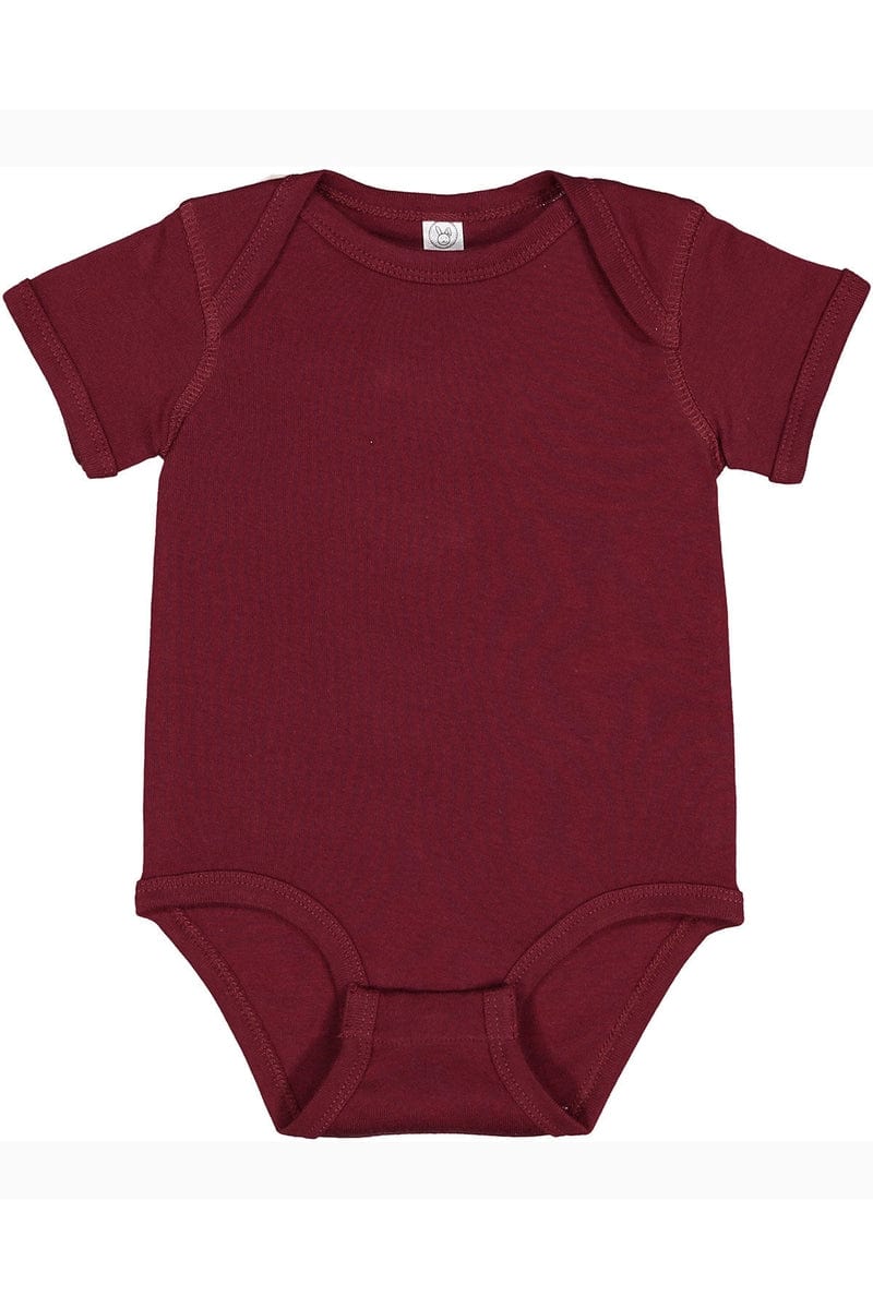 Rabbit Skins 4400 Infant Baby Rib Bodysuit, Basic Colors in Maroon