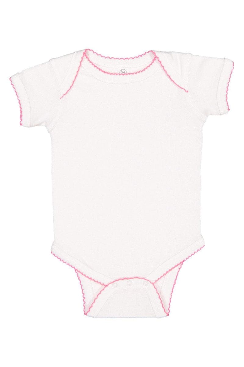 Rabbit Skins 4400 Infant Baby Rib Bodysuit, Basic Colors in White/ Rasp Pico