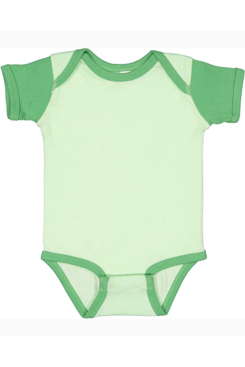 Rabbit Skins 4400 Infant Baby Rib Bodysuit, Extended Colors in Mint/ Grass