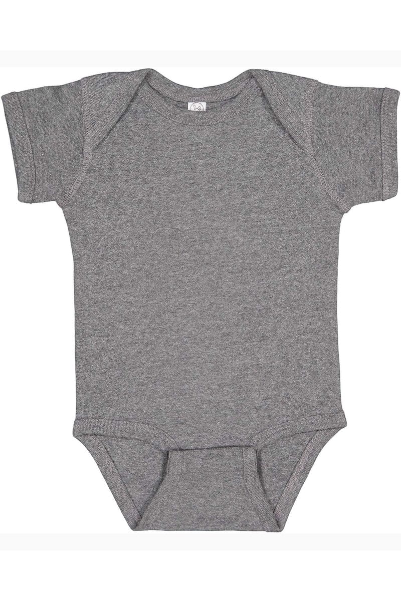 Rabbit Skins 4400 Infant Baby Rib Bodysuit, Extended Colors in Granite Heather