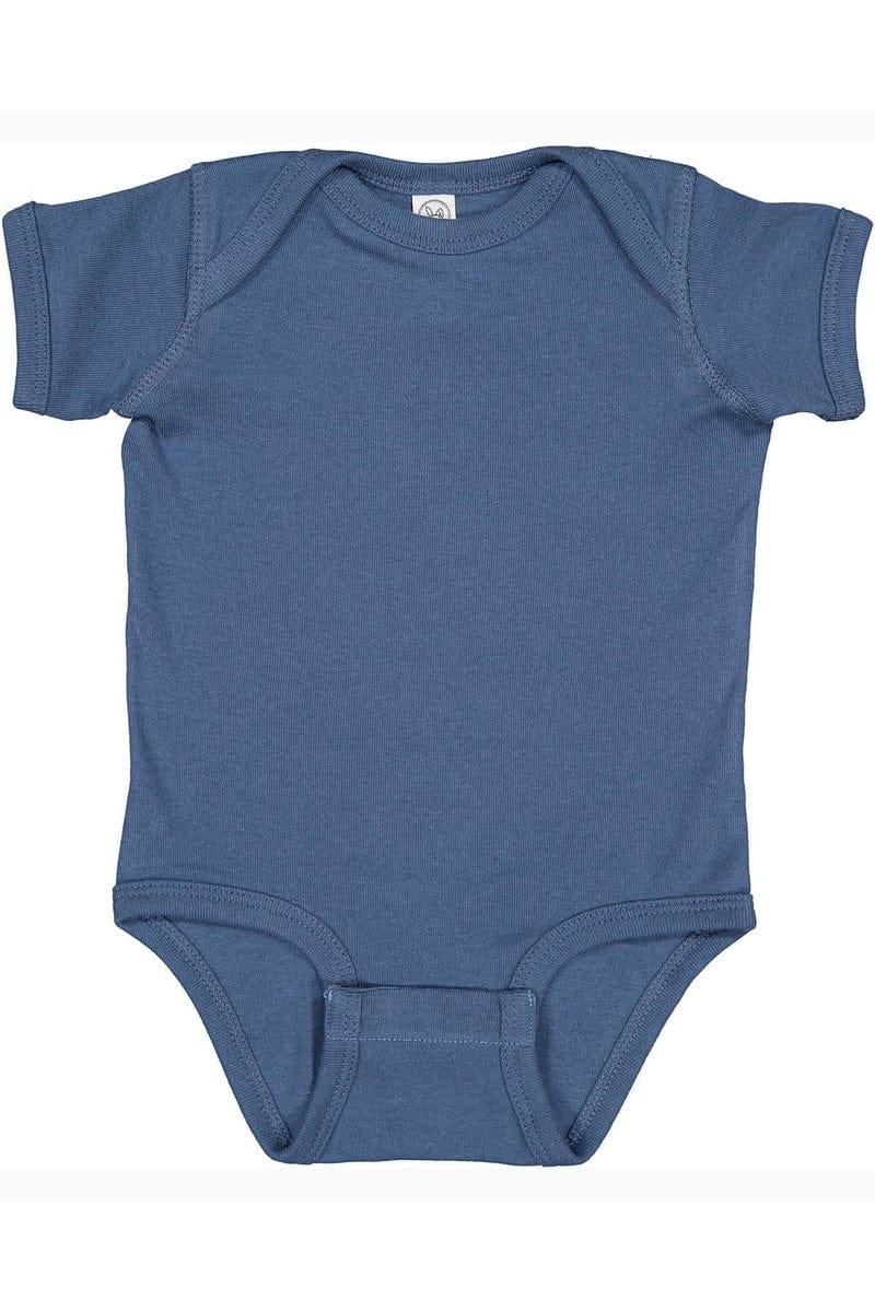 Rabbit Skins 4400 Infant Baby Rib Bodysuit, Extended Colors in Indigo