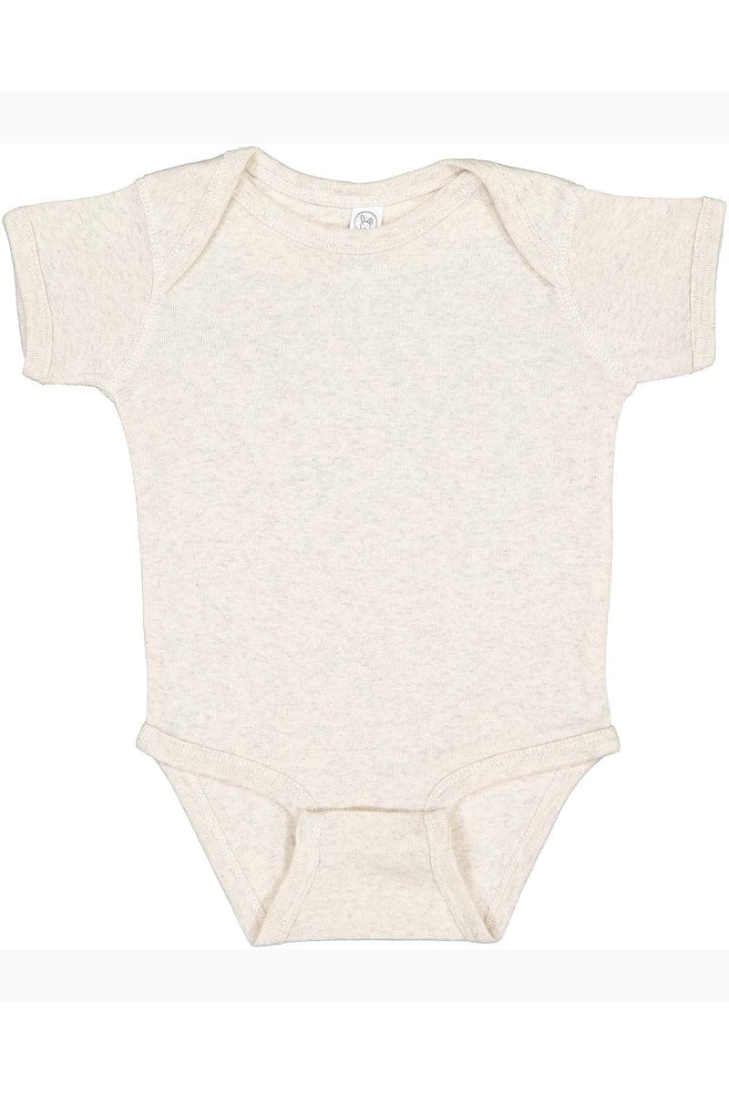 Rabbit Skins 4400 Infant Baby Rib Bodysuit, Extended Colors in Natural Heather