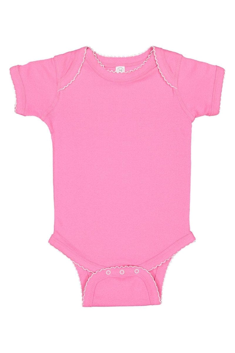Rabbit Skins 4400 Infant Baby Rib Bodysuit, Traditional Colors in Raspbrry/ Wh Pic