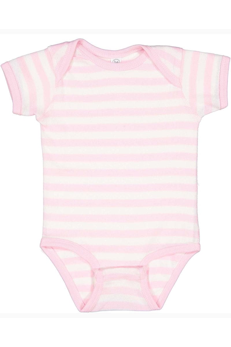 Rabbit Skins 4400 Infant Baby Rib Bodysuit, Traditional Colors in Ballerina/ Wh St
