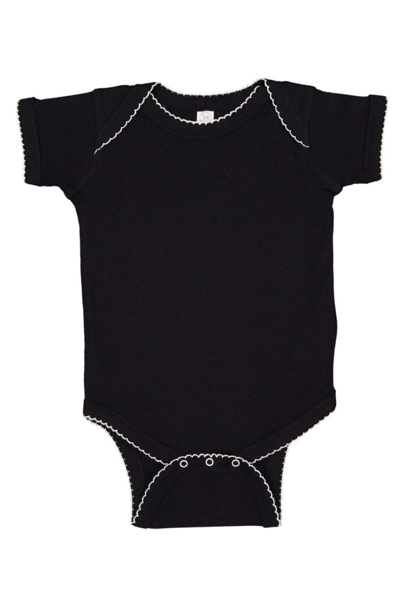Rabbit Skins 4400 Infant Baby Rib Bodysuit, Traditional Colors in Black/ White Pic