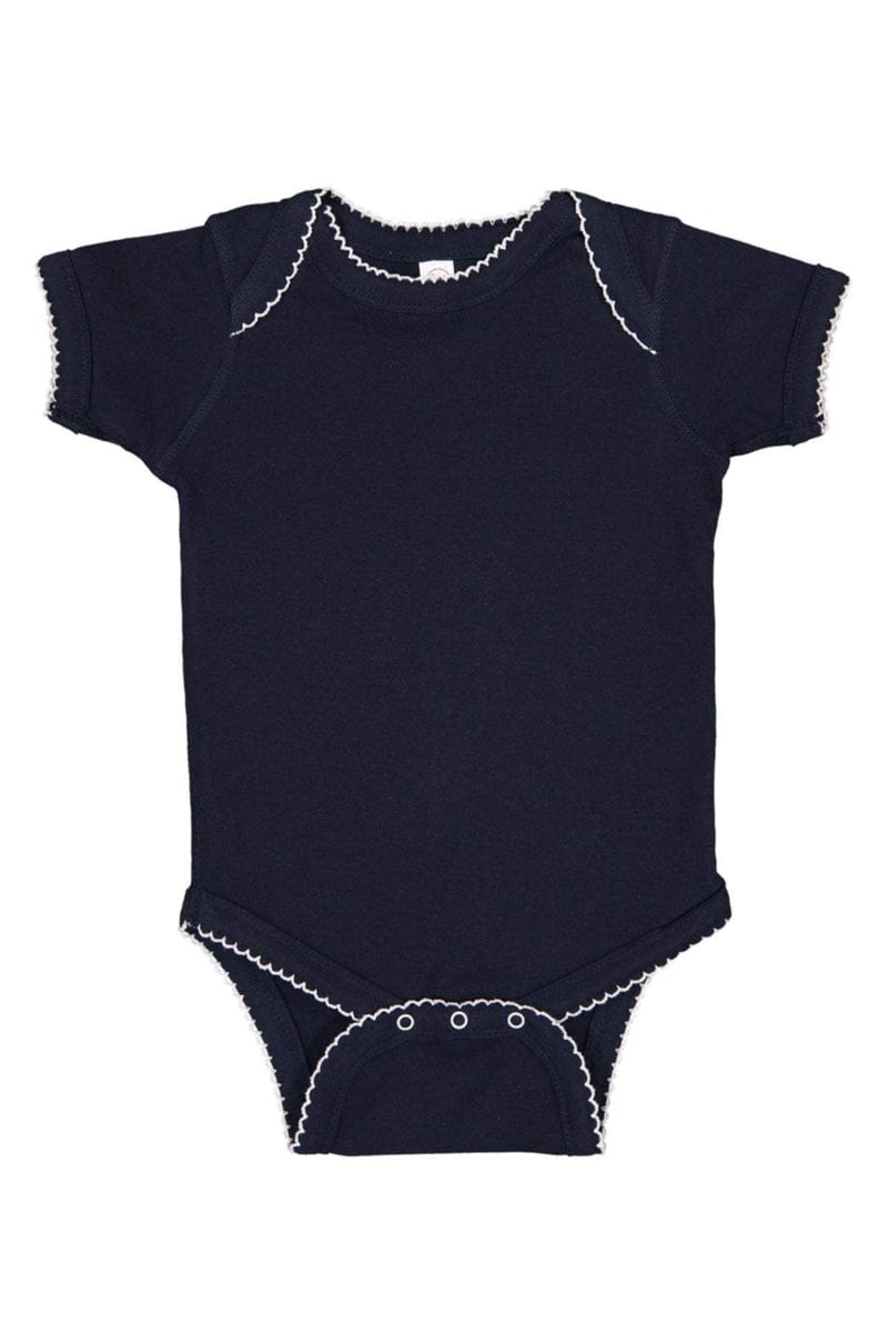 Rabbit Skins 4400 Infant Baby Rib Bodysuit, Traditional Colors in Navy/ White Pic