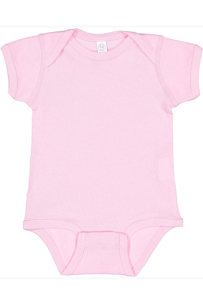Rabbit Skins 4400 Infant Baby Rib Bodysuit in Pink