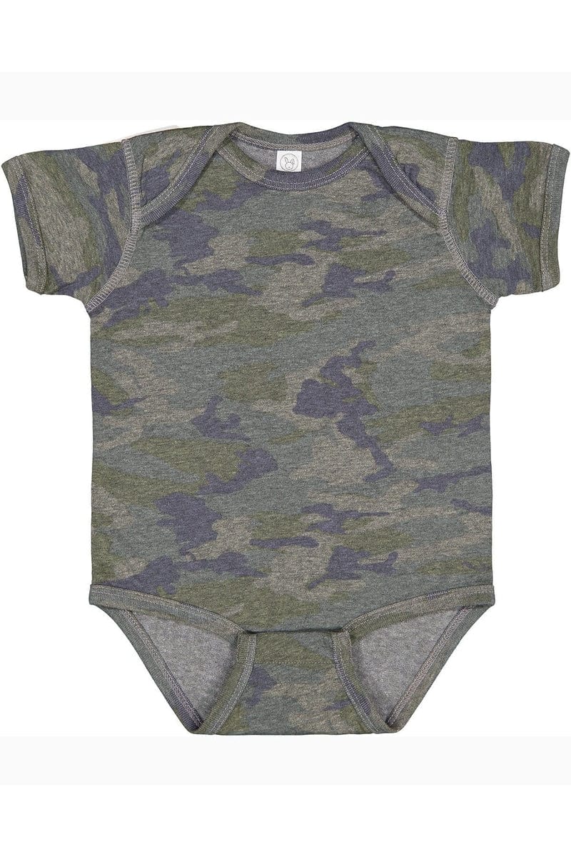 Rabbit Skins 4424 Infant Fine Jersey Bodysuit, Traditional Colors in Vintage Camo