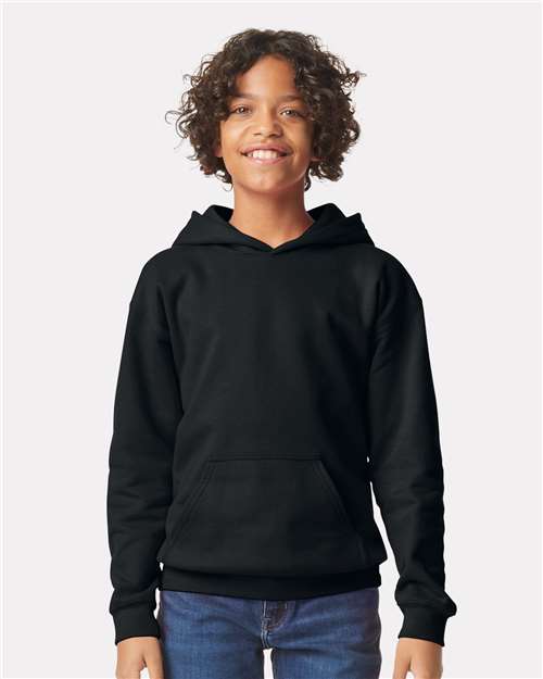 SF500B Youth Softstyle Midweight Hooded Sweatshirt in Black