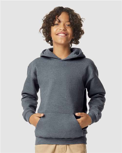 SF500B Youth Softstyle Midweight Hooded Sweatshirt in Dark Heather