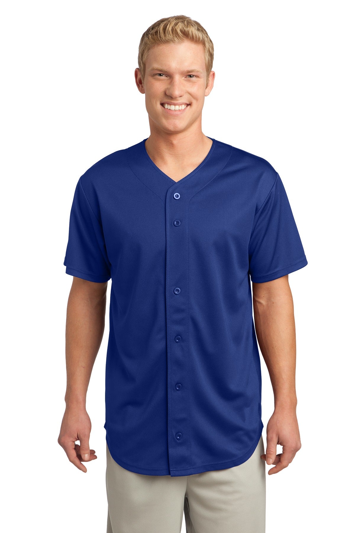 Sport-Tek ®  PosiCharge ®  Tough Mesh Full-Button Jersey. ST220, Basic Colors