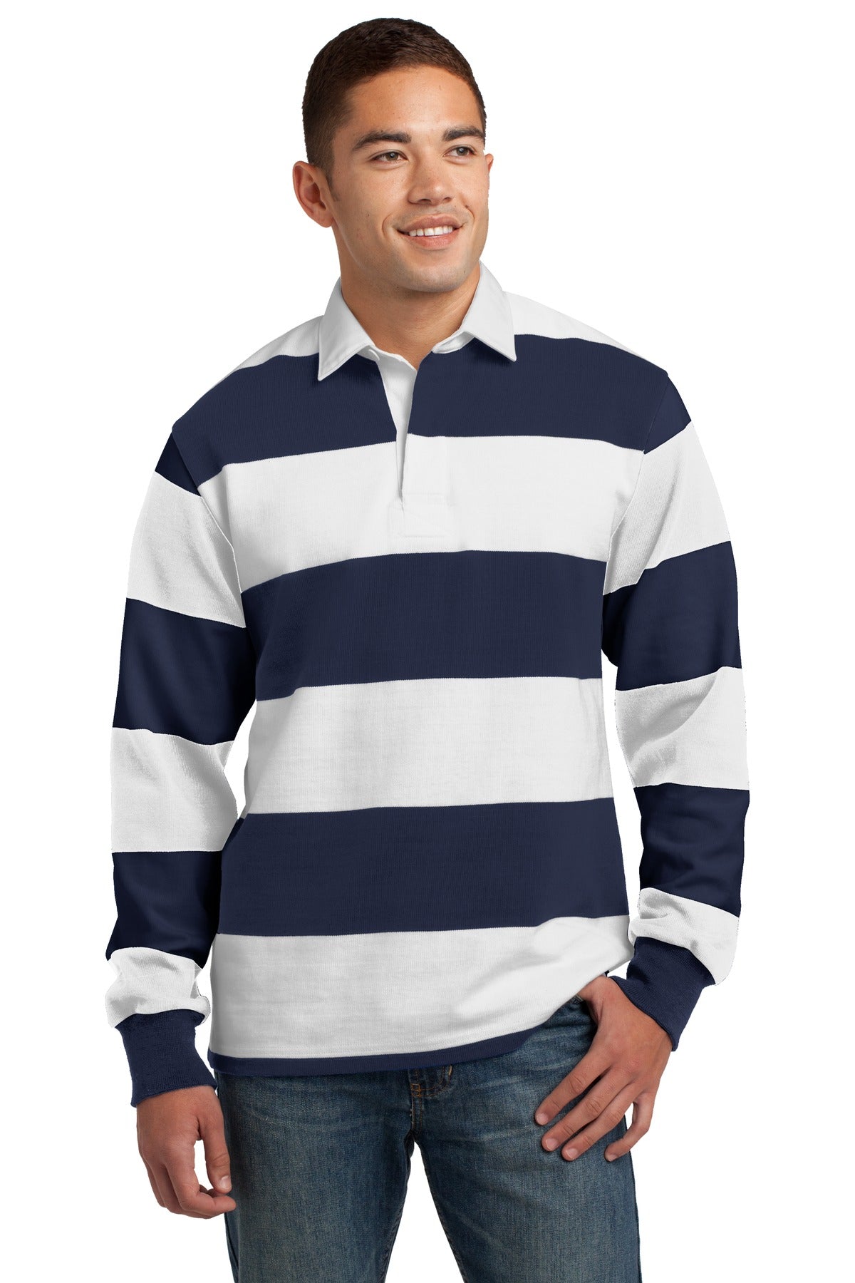 Sport-Tek ST301: Classic Long Sleeve Rugby Polo