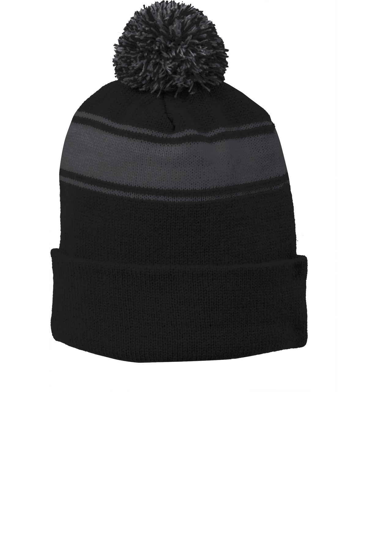 Sport-Tek STC28: Stripe Pom Pom Beanie