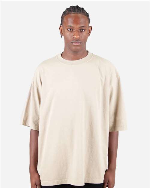 Shaka Wear SHGDD Unisex Max Heavyweight Garment-Dyed Drop Shoulder T-Shirt in Cream