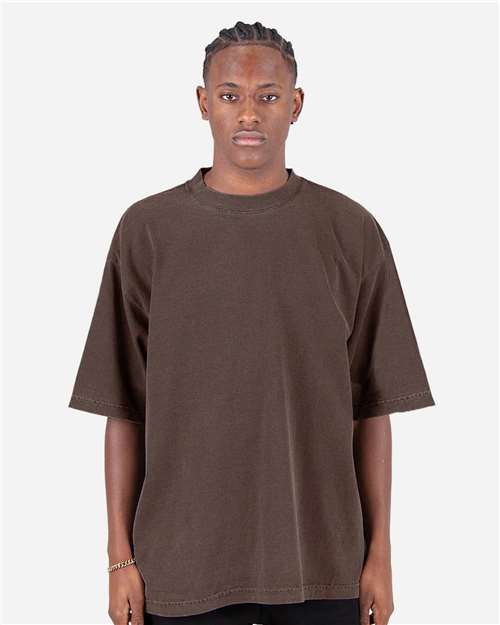 Shaka Wear SHGDD Unisex Max Heavyweight Garment-Dyed Drop Shoulder T-Shirt in Mocha