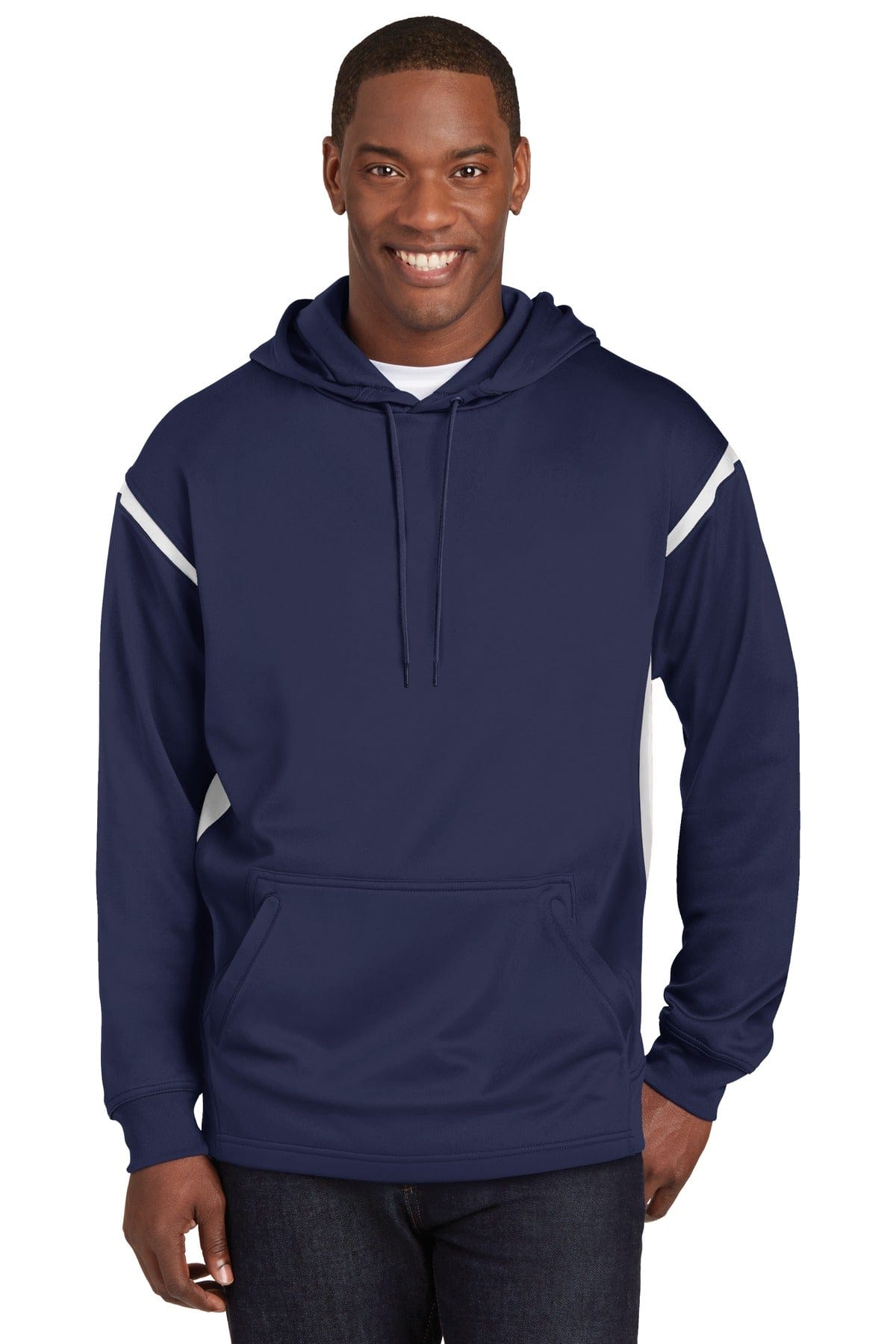 Sport-Tek Sweatshirts/Fleece XS / True Navy/ White Sport-Tek F246 Tech Fleece Colorblock Hooded Sweatshirt