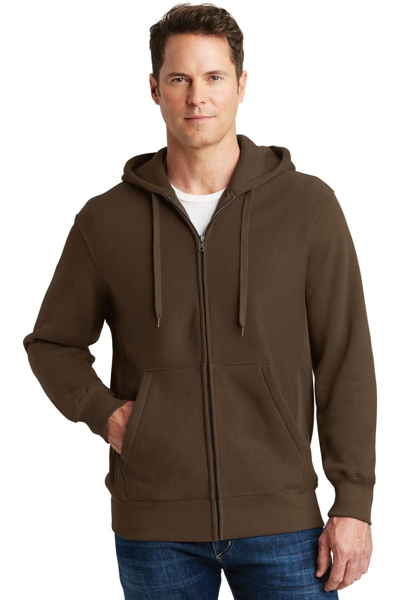 Sport-Tek F282 Super Heavyweight Full-Zip Hooded Sweatshirt in Brown
