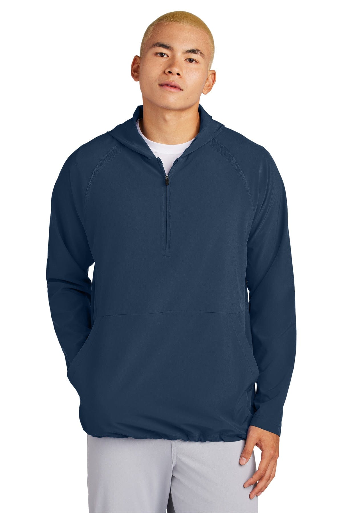 Sport-Tek JST488 Repeat 1/2-Zip Long Sleeve Hooded Jacket in 