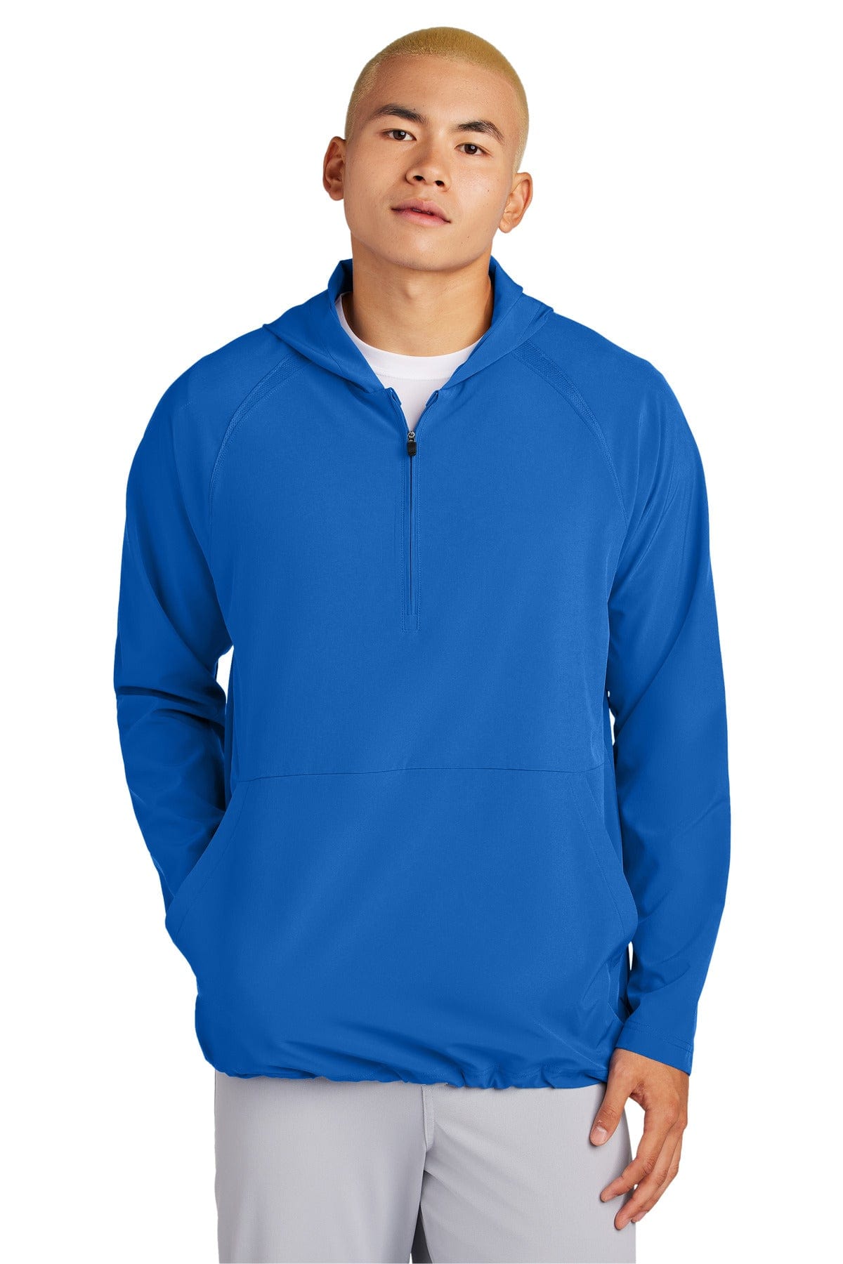 Sport-Tek JST488 Repeat 1/2-Zip Long Sleeve Hooded Jacket in 