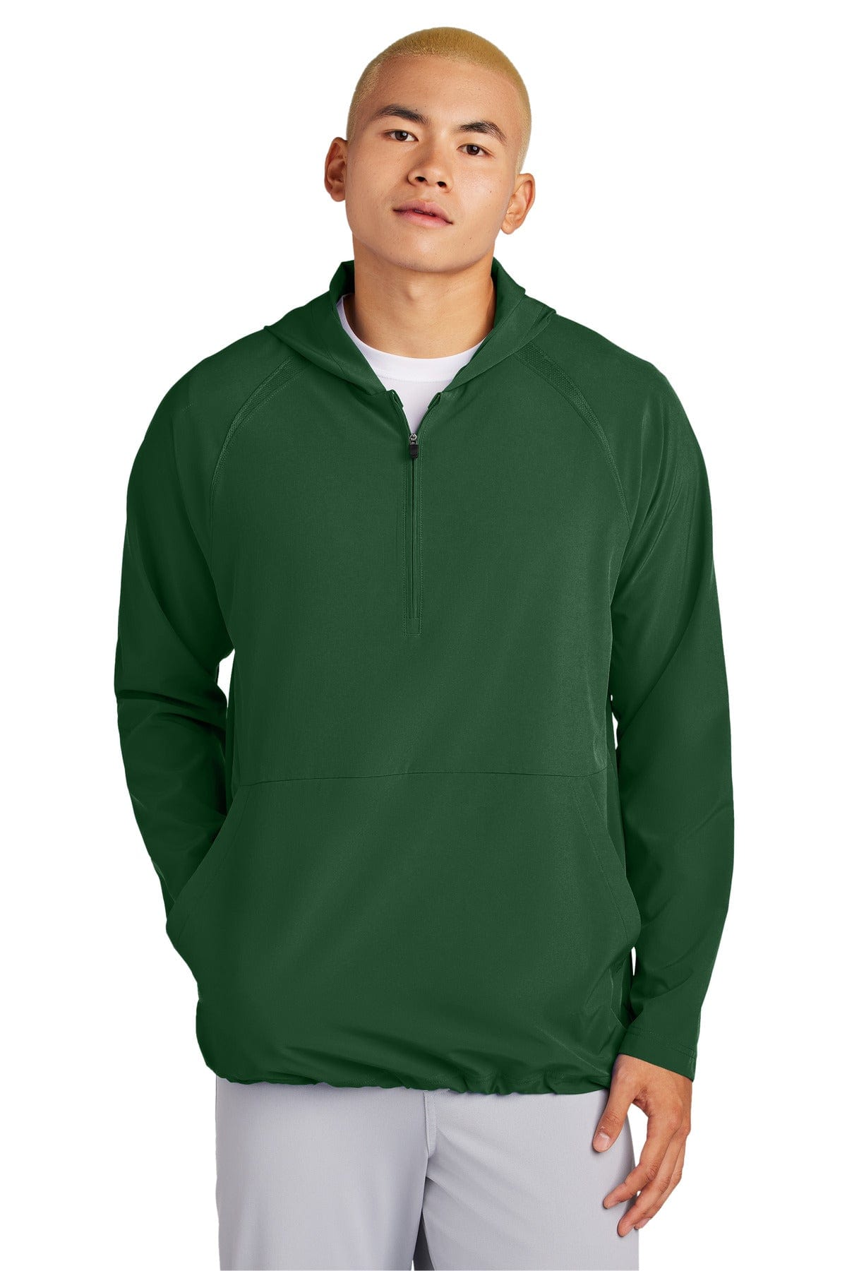 Sport-Tek JST488 Repeat 1/2-Zip Long Sleeve Hooded Jacket in 