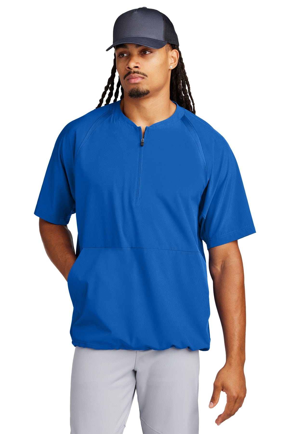 Sport-Tek JST489 Repeat 1/2-Zip Short Sleeve Jacket in 