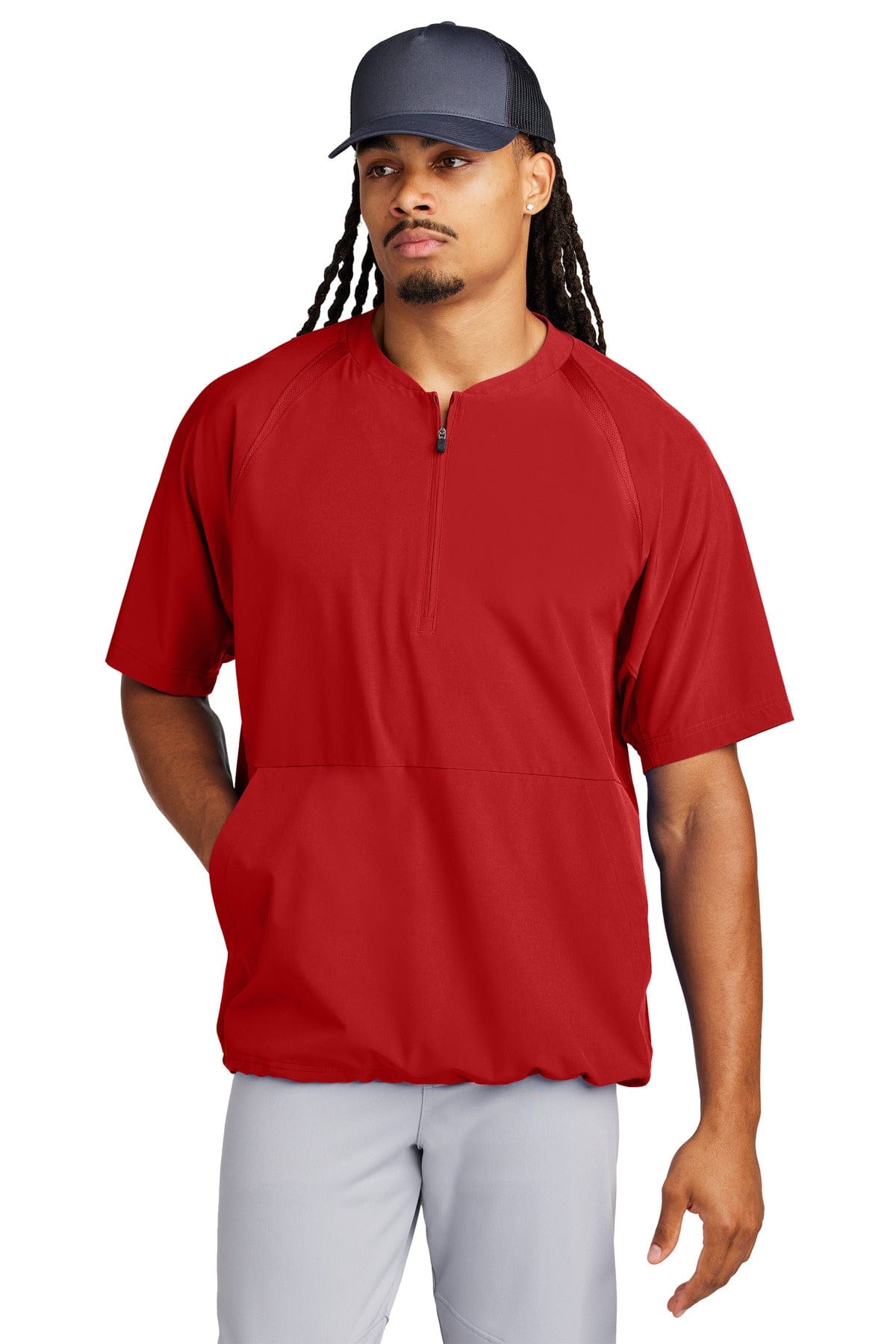 Sport-Tek JST489 Repeat 1/2-Zip Short Sleeve Jacket in 