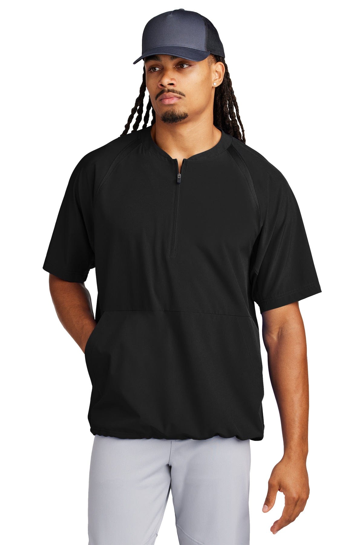 Sport-Tek JST489 Repeat 1/2-Zip Short Sleeve Jacket in 
